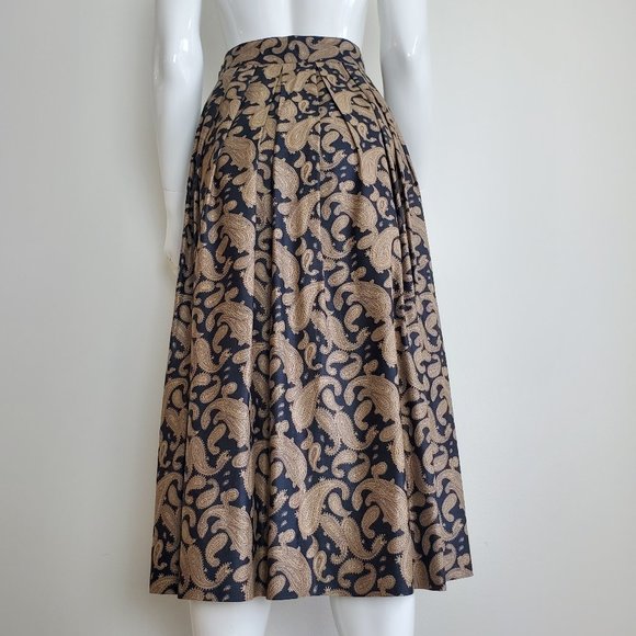 HELD Vintage 80's Tan & Black Paisley Midi Skirt - Picture 3 of 8